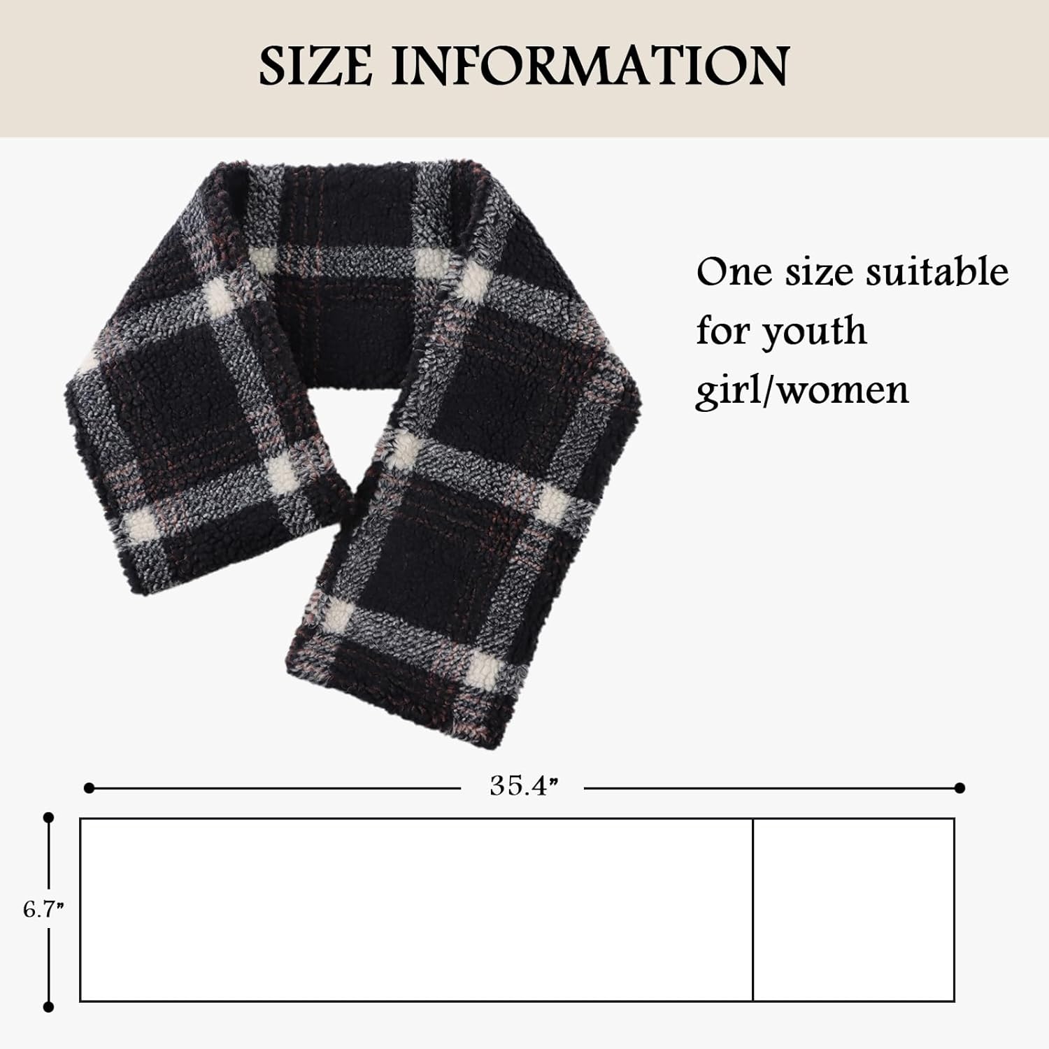 PESAAT Women Winter Scarf Fleece Lady Neck Warmer Classic Scarves for Girls Cold Weather - Image 6