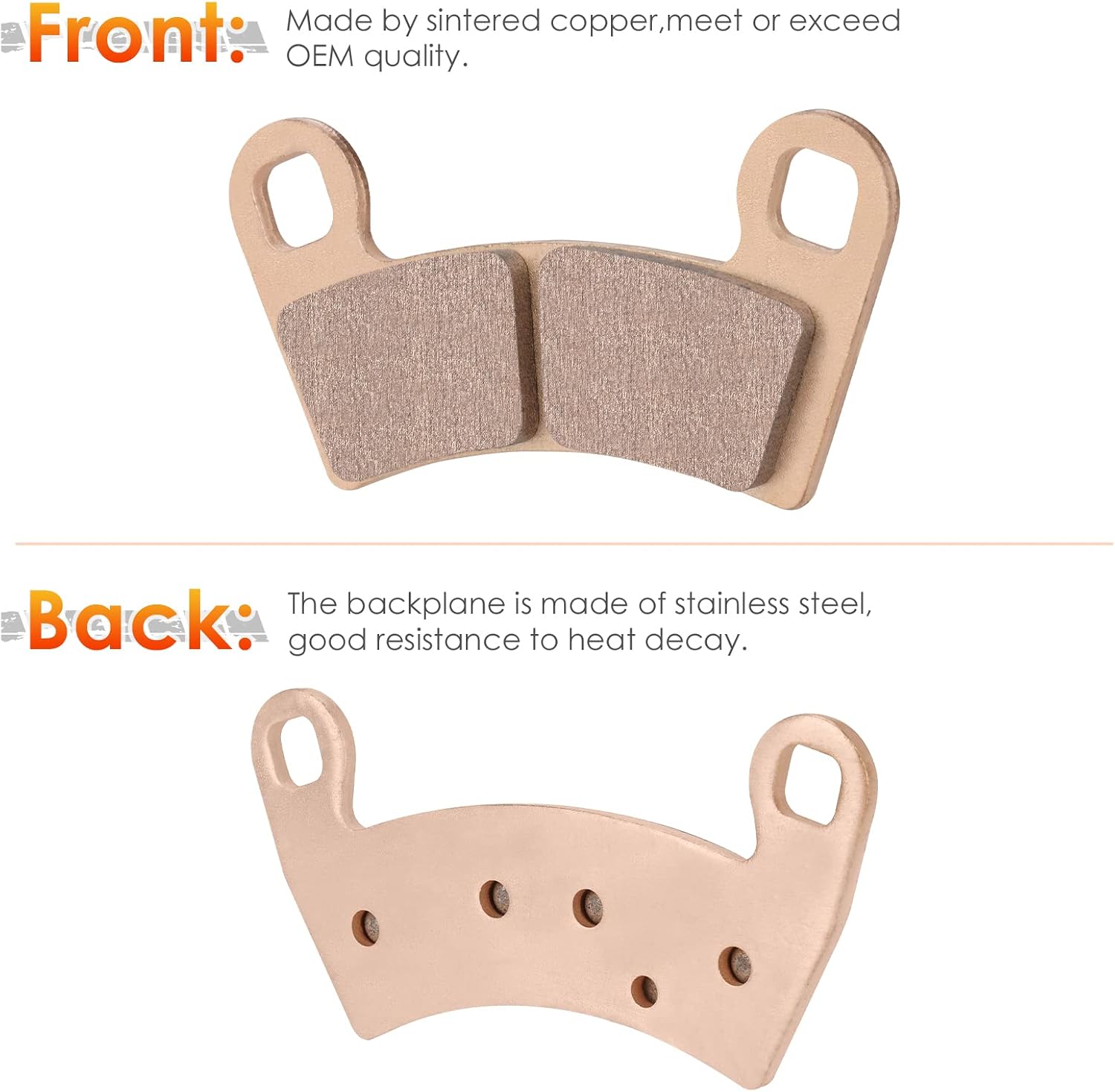 Front & Rear Sintered Brake Pads Set for 2019-2022 Ranger Crew XP 1000/Crew, 2016-2022 Polaris, 4 sets Front and Rear Brake Pads