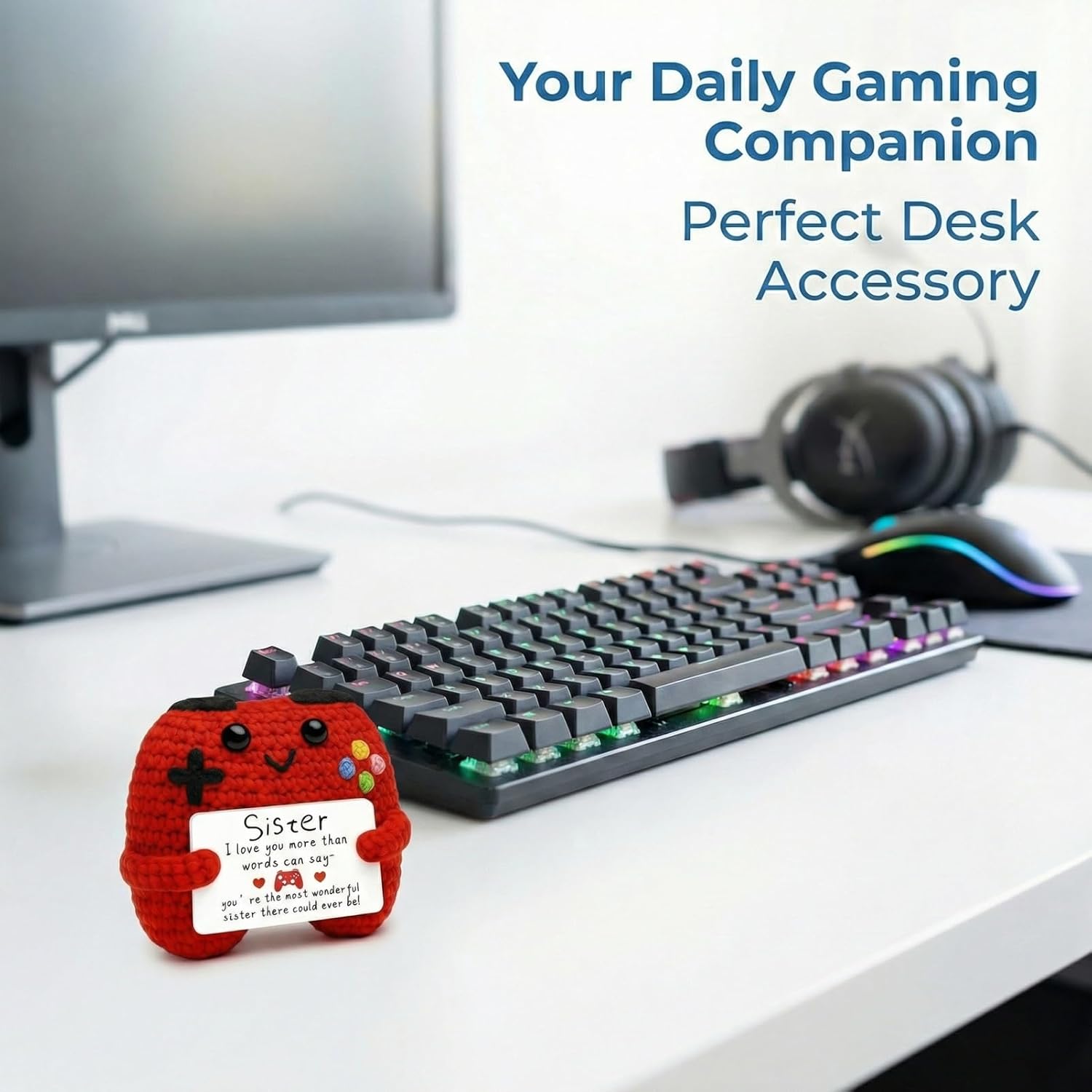 1-Piece Handmade Crochet Game Controller Plush, "Sister I Love You" Gift image 5