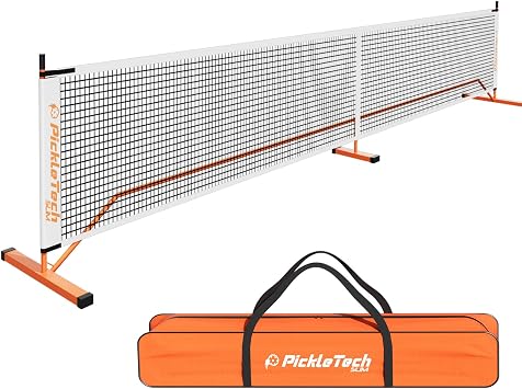 PICKLETECH - Portable Pickleball Net Slim 4.0-6.7 m - Tournament Special - Weather-Resistant Net + Carry Bag - Professional Pickleball Equipment - Court Equipment