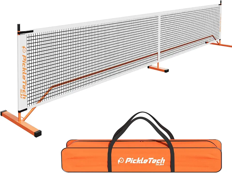 PICKLETECH - Red de Pickleball portátil Slim 4.0-6,7 m - Red de Torneo - Resistente - con Bolsa de Transporte - Equipo Profesional - Set de Juego