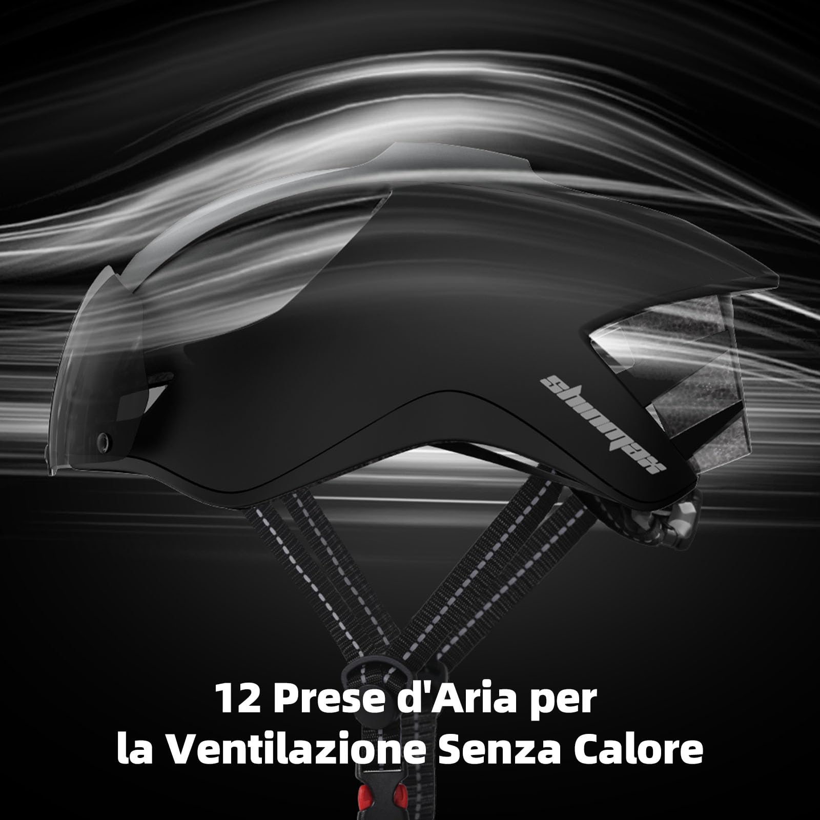 Shinmax Casco da bicicletta, casco da bicicletta da uomo, da donna, casco da mountain bike con visiera magnetica, design lampeggiante, corda di sicurezza riflettente, ricarica USB, casco da