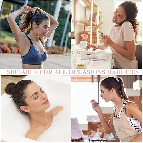 Miniatura 7 de Tyfthui 200 ligas para el cabello grueso sin daños, soportes elásticos para cola de caballo, bandas elásticas para el cabello, bandas elásticas para