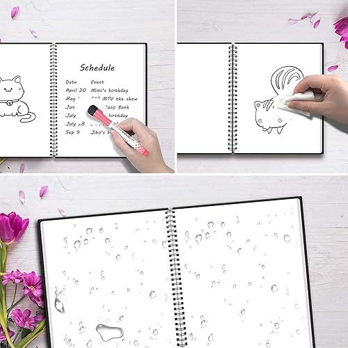 Miniatura 5 de NEWYES Cuaderno de pizarra blanca borrable para reuniones de borrado en seco, pizarra blanca para reuniones, negocios, oficina, hogar (A4)