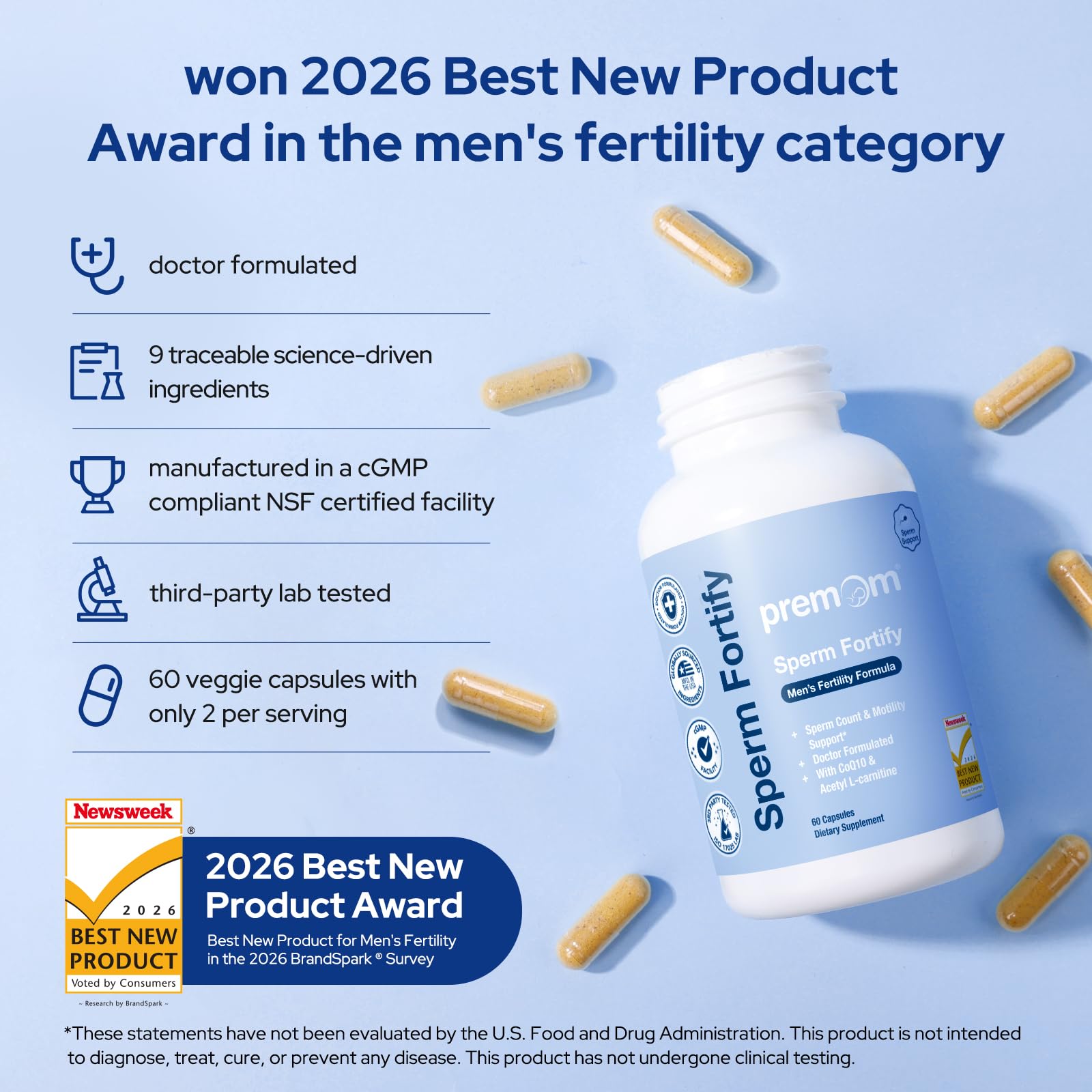 Premom Sperm Fortify, Male Fertility Supplements with KSM-66 Ashwagandha — Amazon image 2