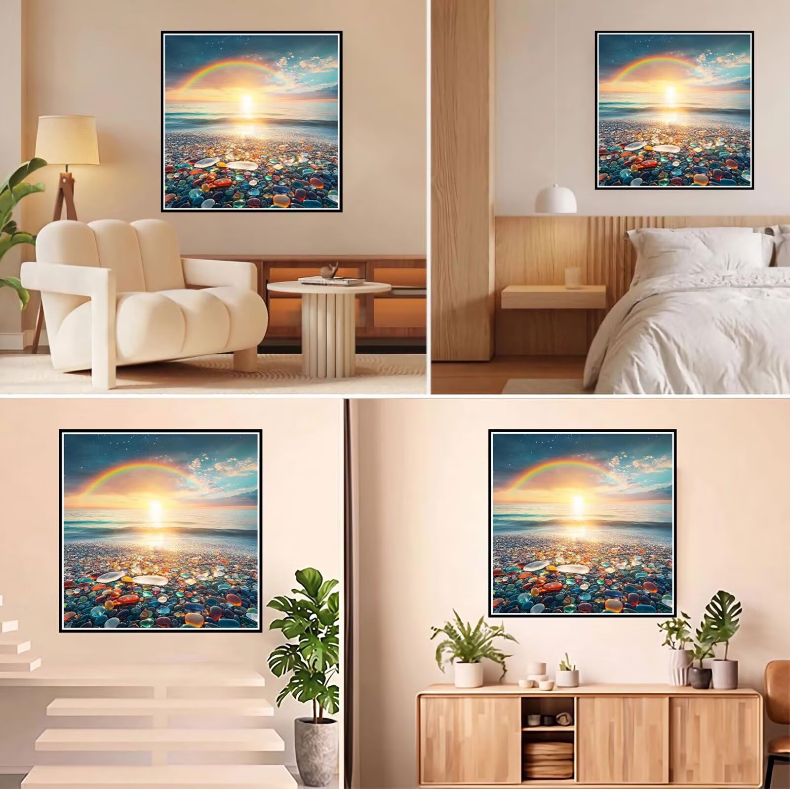Diamond Painting Adulti, Spiaggia Diamond Painting Kit Completo, 5D Pittura Diamante Bambini Attività Manuale Creativa e Idea Regalo, Diamantini Crystal Art Tela Fai Da Te Kit 90x90cm Tramonto FX#509
