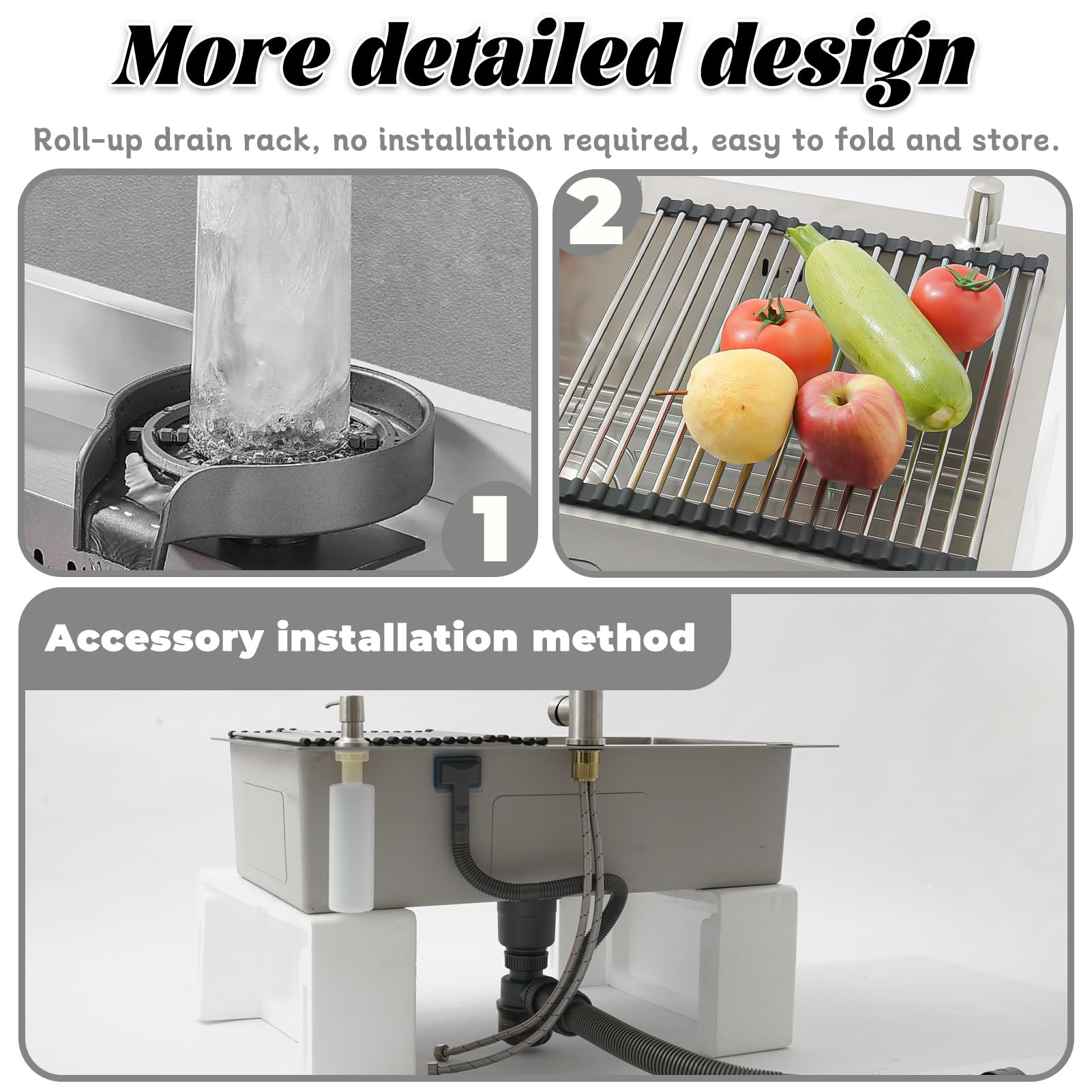 50cm Wide Large Stainless Steel Sink, Square Includes Soap Dispenser And Siphon, Built-in Sink With Tap Hole 1 Bowl, Worktop Built-in Sink With Siphon And Over And Drain(Silver-#B,80x50cm)