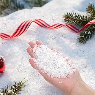 Hacaroa 11 Ounces Christmas Fake Snow Decoration, 320g Plastic Artificial Snow Glitter Sparkling Flakes, Fuax Snowflakes Powder Filler for Christmas Village, Crafts, Party, Holiday Décor