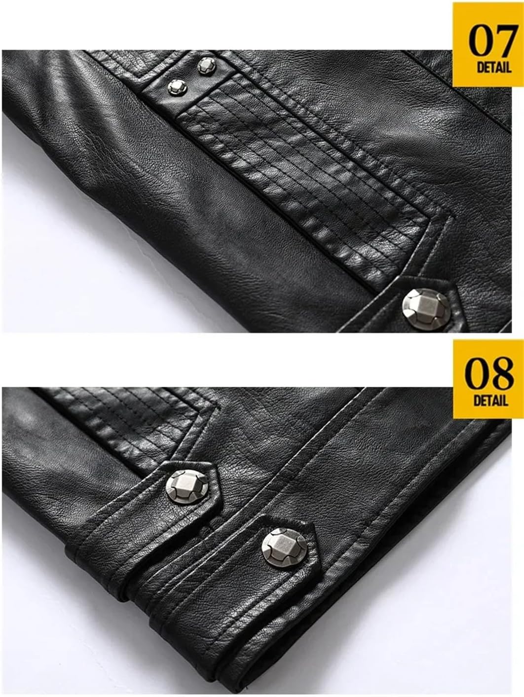 Men Leather Jacket Motorcycle Slim Fleece Jackets Coat Vintage Motor Biker Faux Leather Jacket