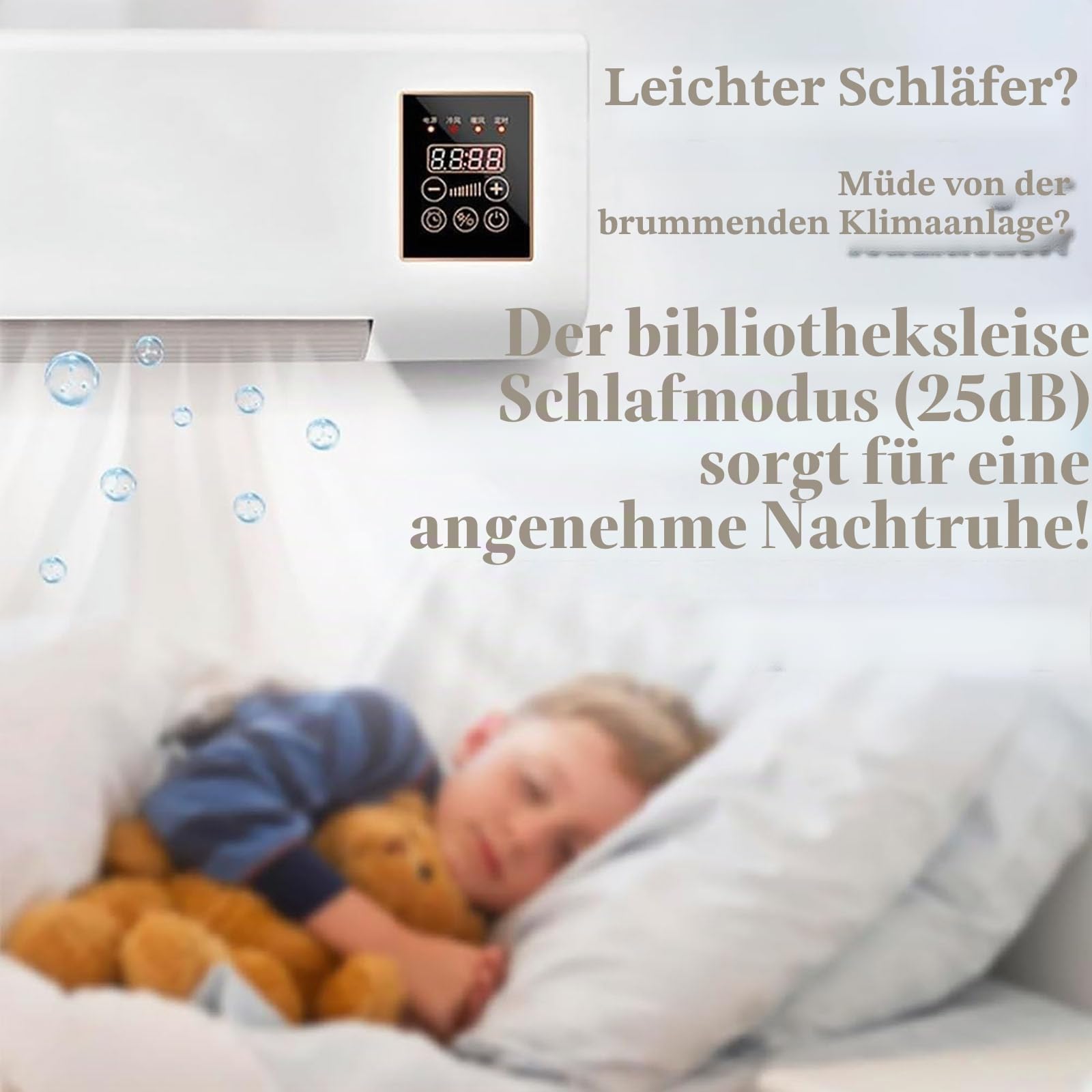 Kanallose Split-Klimaanlage – 2 in 1 Kühlen & Heizen Wandmontierte Klimaanlage mit Fernbedienung, Super Leises Mini Tragbares System für Zuhause, Büro, Schlafzimmer