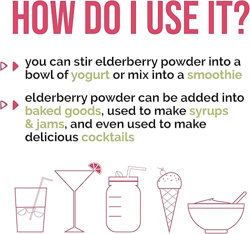 Miniatura 4 de Lone Star Botanicals Polvo de saúco orgánico  Suplemento de extracto de saúco puro en polvo para superalimentos batidos, apoyo inmunológico y