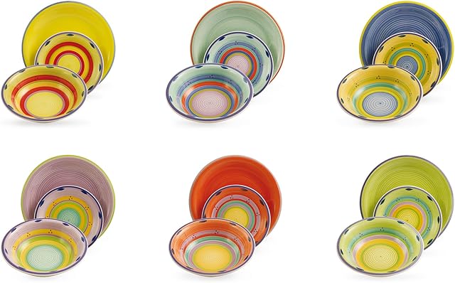 Villa d'Este Baia Hard Dolomite Dinner Set 18 Pieces Multi-Coloured