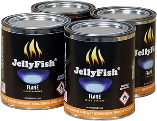 Real JellyFish Flame Premium Gel Fuel 4 Cans Indoor or Outdoor Made in USA 13oz