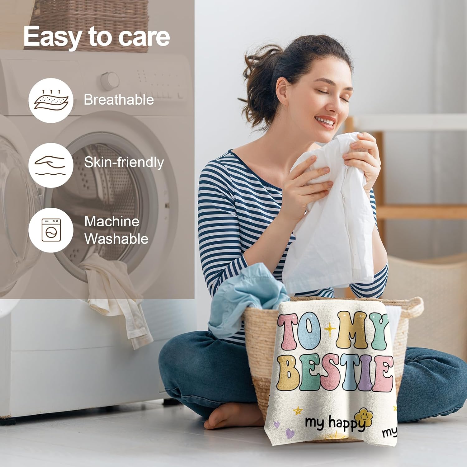 Best Friend Birthday Gifts for Women, Bestie Gift for Women, Best Friends Blanket, Gifts for Best Friend Woman, Friendship Present for Woman, Yellow Throw Besties Blanket 60”x50” Inches - Image 7