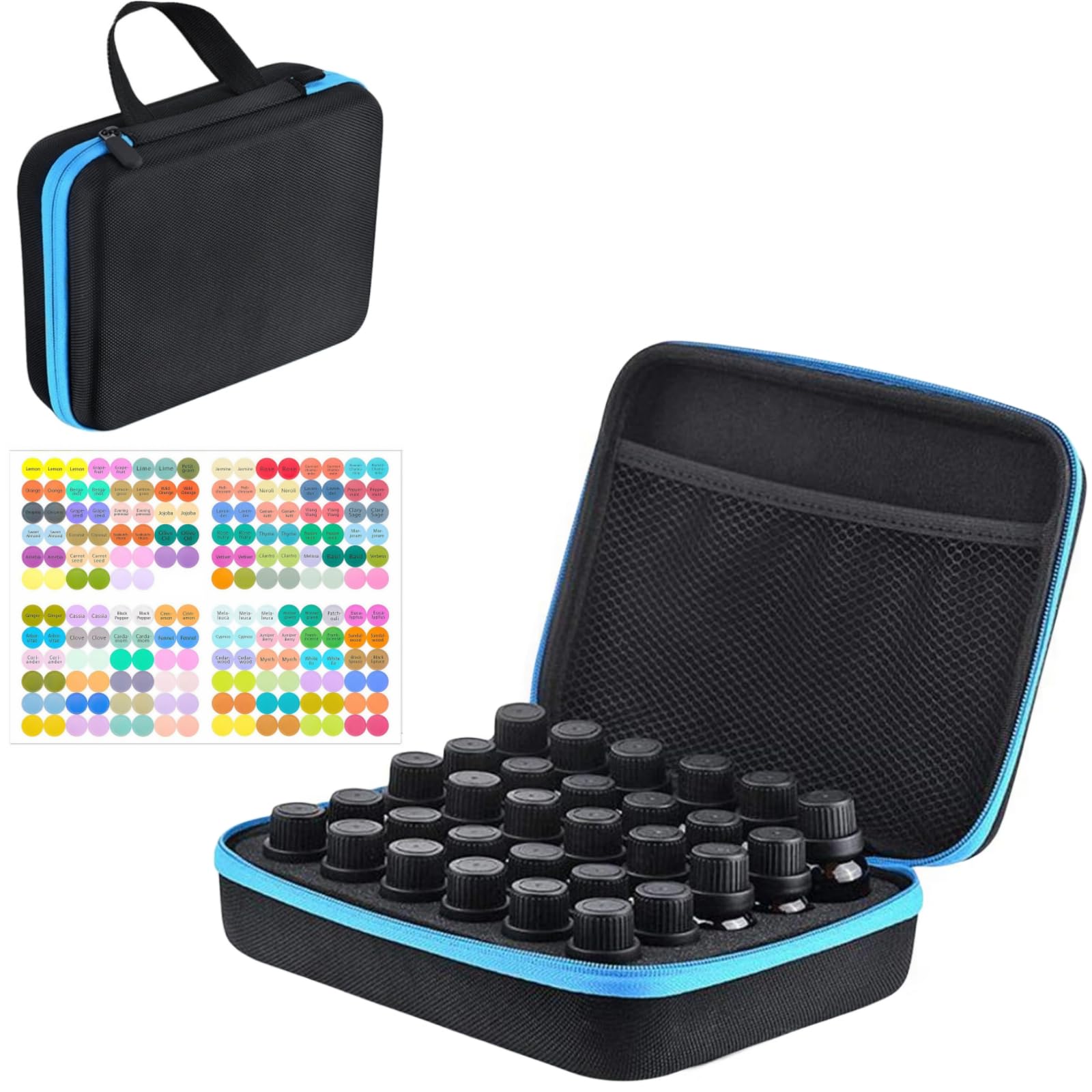 BLIRITEL EVA Essential Oils Organizer, 30 Bottles Hard Shell Essential Oil Storage Carrying Case, Essential Oils Boxes Holds 30 Bottles with 5ml,10ml,