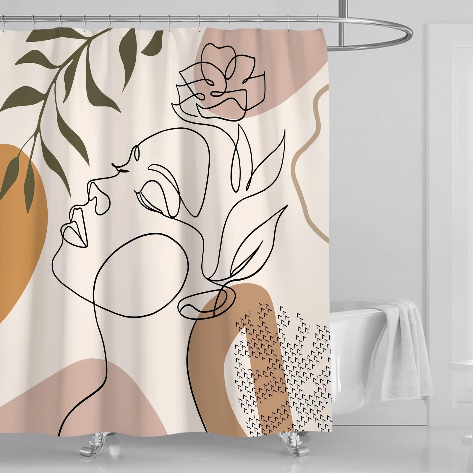 Rideau de douche bohème en polyester imperméable et résistant pour salle de bain art