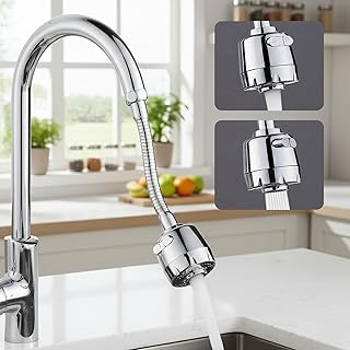 Amazon Basics Tap Extension For Kitchen Sink | Flexible Water Filter For Sink Tap For Kitchen Basin | Faucet Extender For Taps with |Kitchen Accessori