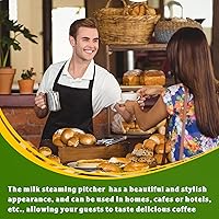 Vista 4 de Dandat 4 jarras de espuma de leche para café expreso, 12 onzas, acero inoxidable, vaporizador de leche, jarra espumadora para expreso, arte