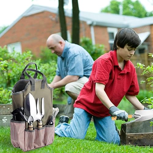 Miniatura 3 de Kit de herramientas de jardinería de acero inoxidable resistente de 12 piezas con organizador de almacenamiento, bolso y delantal de herramientas,