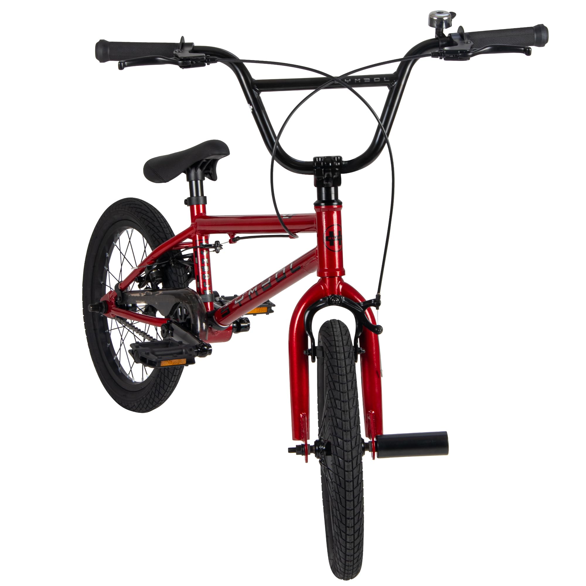 Symbol Freestyle BMX, 40.6 cm o 50.8 cm, Marco de Acero, Freno Delantero extraíble, Llantas de aleación, Clavijas Incluidas, Rojo, Azul y Plateado