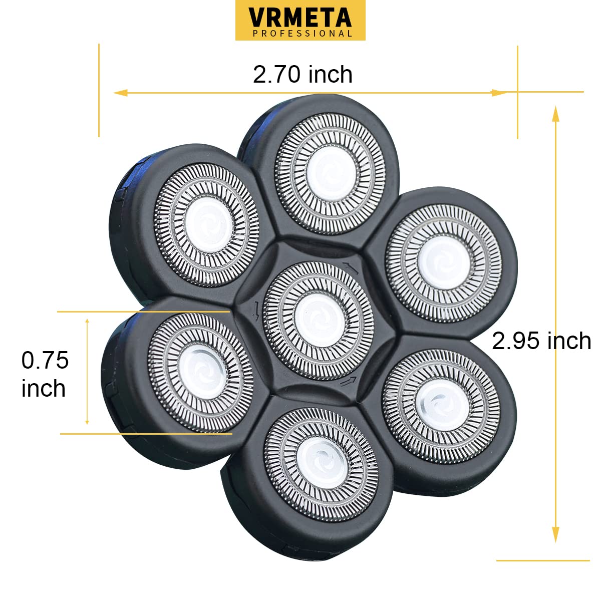 Lot de 7 Têtes de Rechange pour Rasoir Électrique 7D pour Homme - Lames Flottantes Tranchantes pour Rasoir Rotatif (Noir)