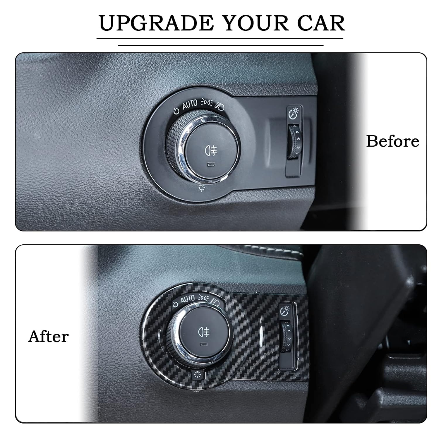 RT-TCZ Headlight Switch Button Cover Trim for Chevrolet Camaro 2012-2015(Carbon Fiber Grain)
