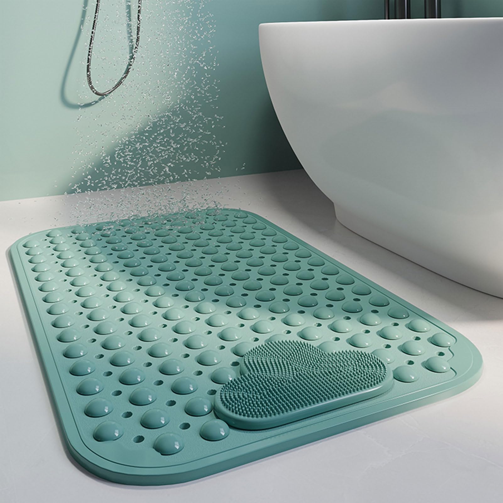 Tapis de baignoire anti-dérapant 80x50 cm gris à ventouses pour douche