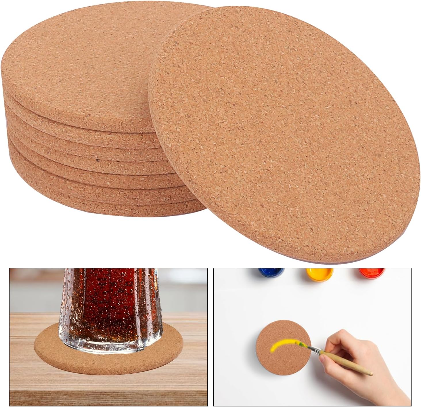 120 Pack 3.93 Inch Round Cork Coasters, Absorbent Cork Coasters for Drinks, Heat Resistant Round Corks Coaster for Crafts, DIY Projects Wine Glass, Mug, Coffee Cup, Plants and General Use KUKLIPJIM