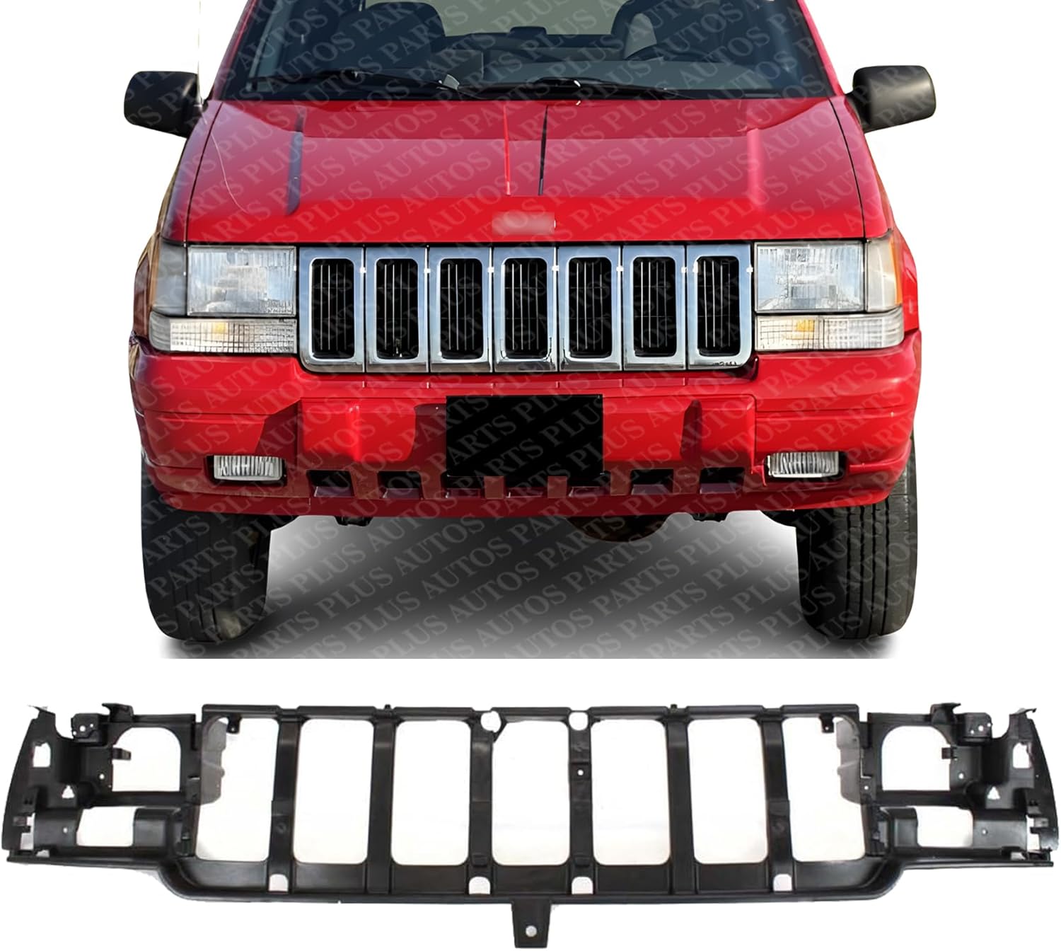 AUTOS PARTS PLUS Front Header Panel Thermoplastic Direct Replacement Compatible With 1996-1998 Jeep Grand Cherokee CH1220114 55054996AB