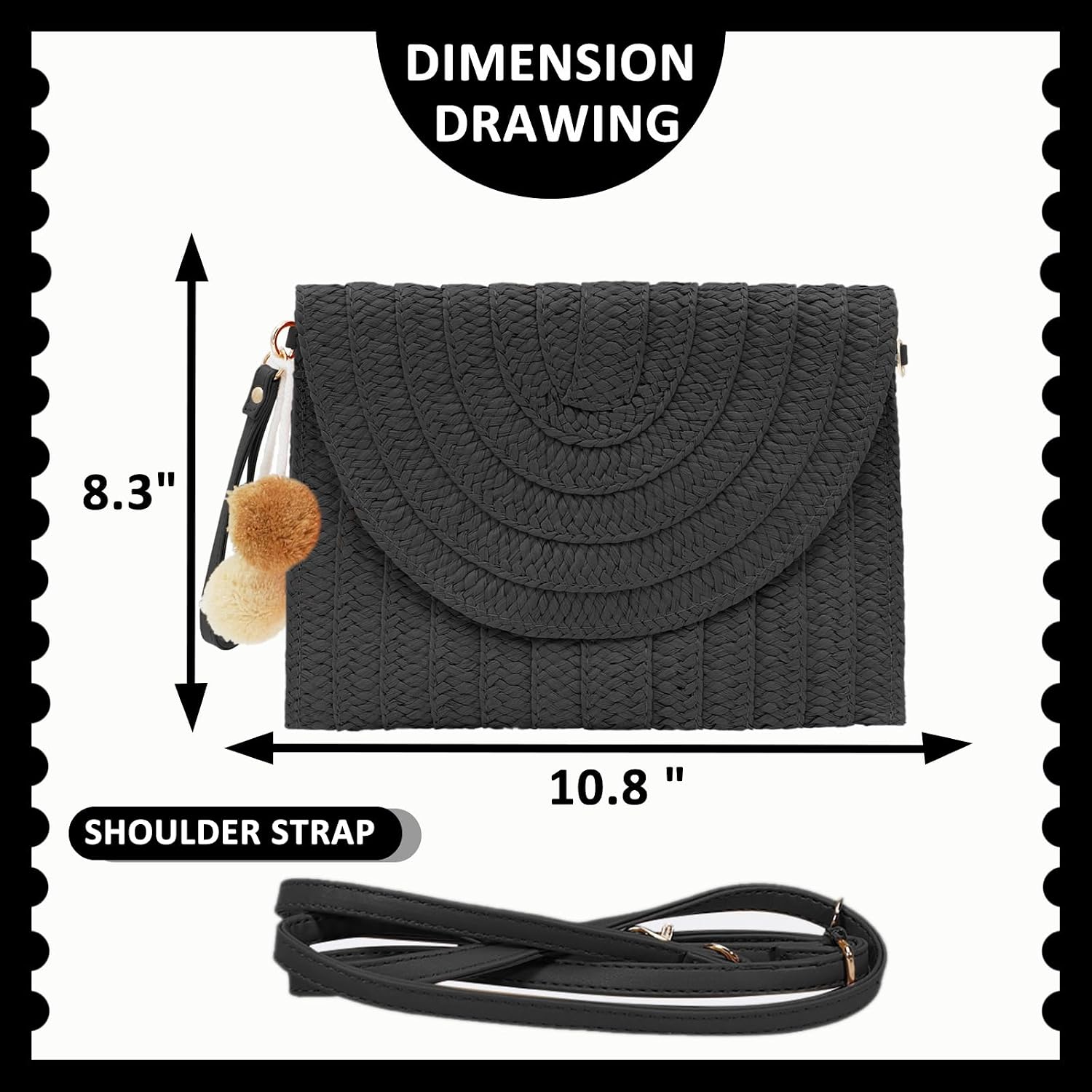 Crossbody Bags for Women, Straw Clutch Purses, Bohemian Handmade Woven Envelope Package