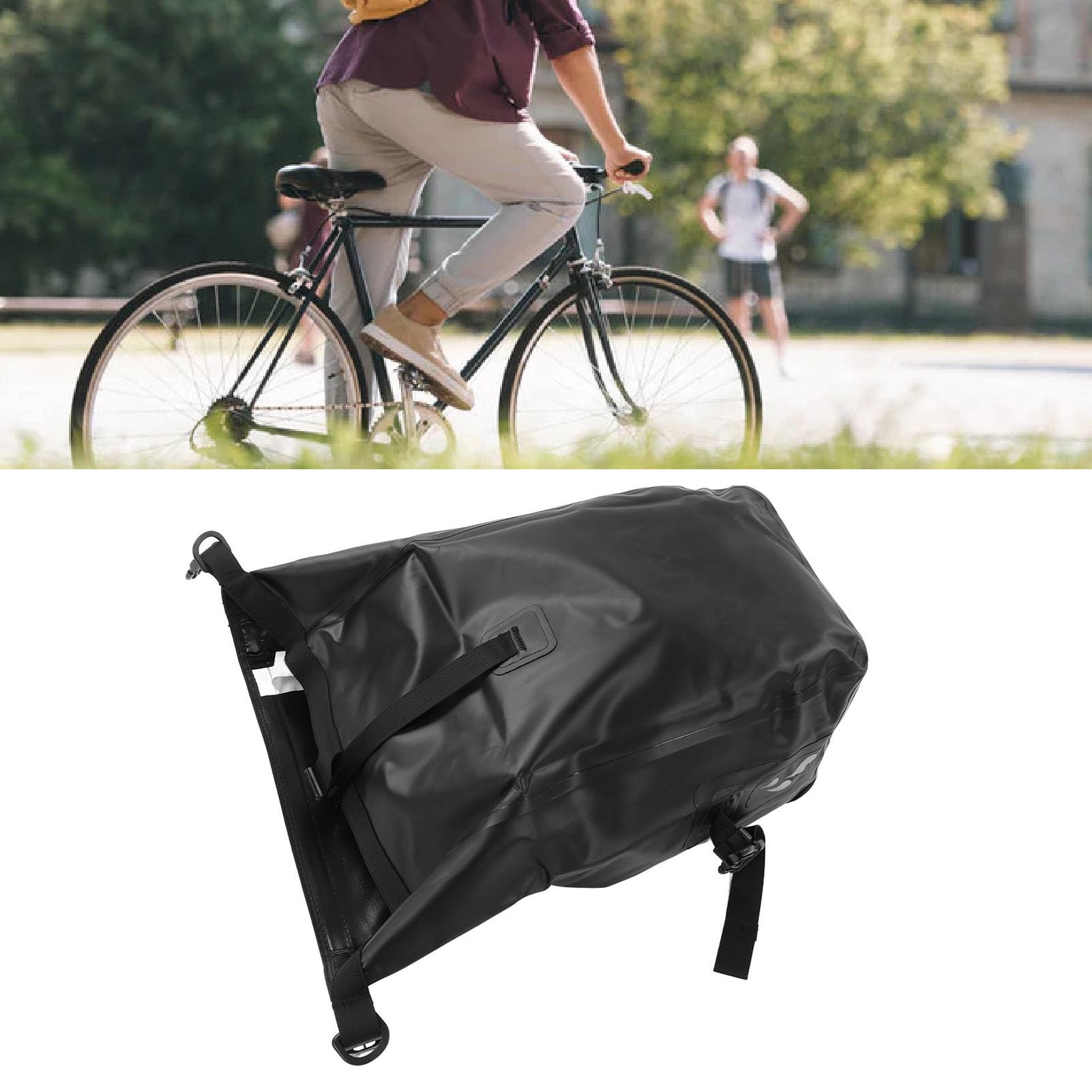 Wodoodporna torba rowerowa pod siodełko na tylny bagażnik 25 l Czarna torba rowerowa o dużej pojemności do jazdy na długich dystansach Wytrzymała siatka PCV 500D z klamrą z (Pojemność 25 litrów)