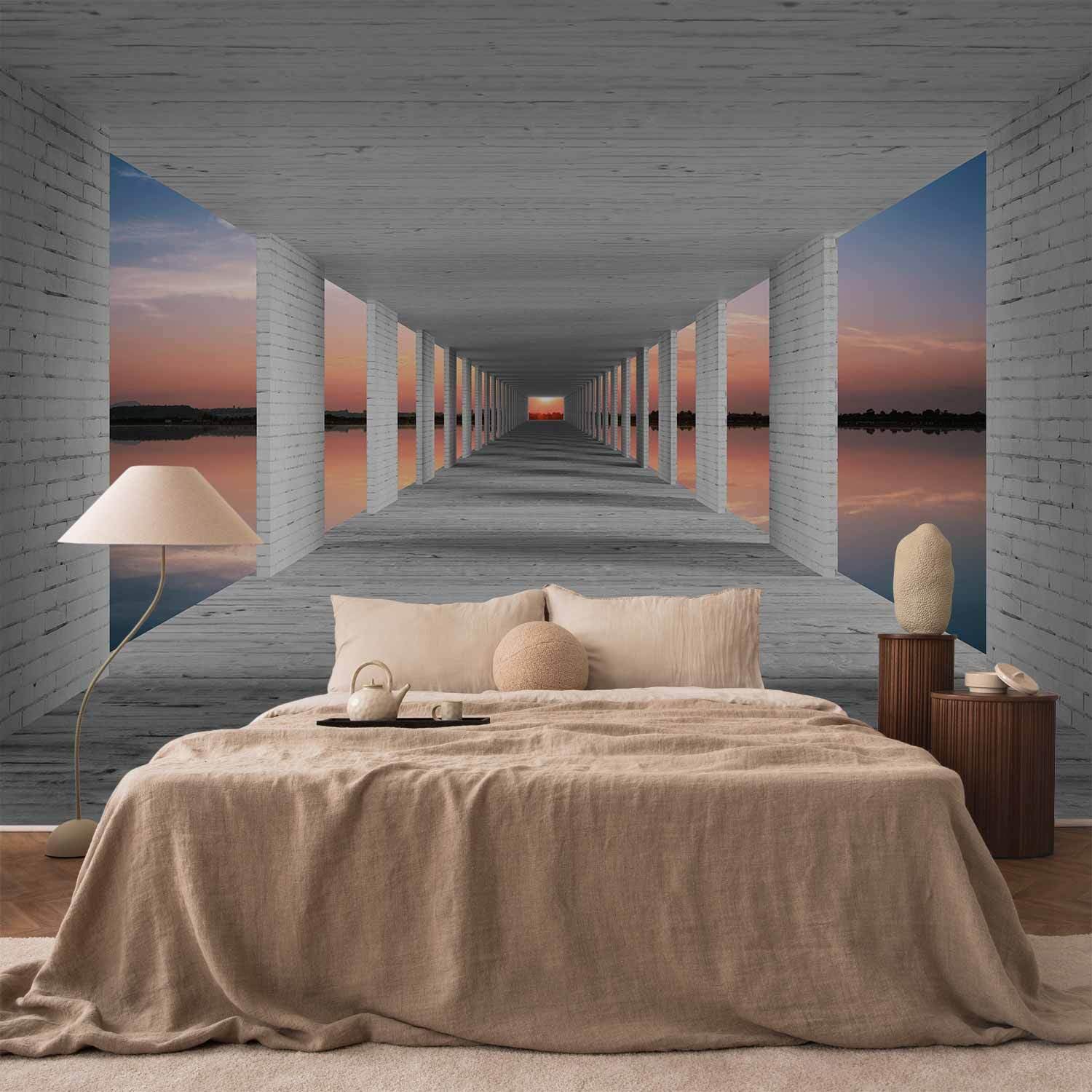 decomonkey Fotomural autoadhesivo Paisaje Efecto 3D Naturaleza 196x140 cm