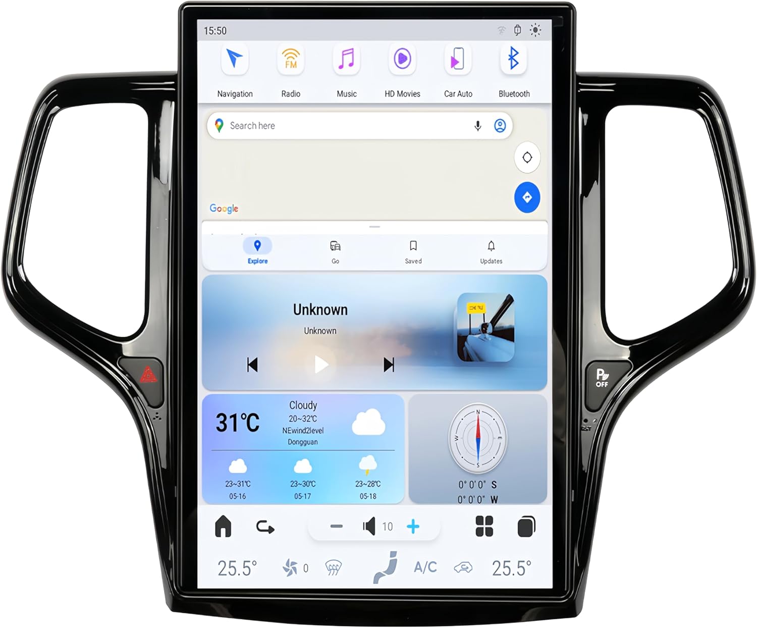 14.4 Inch 8+128GB Tesla Screen Android 13 Car Radio Head Unit for Jeep Grand Cherokee Multimedia Stereo Wireless Carplay, GPS Navigation, OEM Functions (Year 2014-2023, Black)