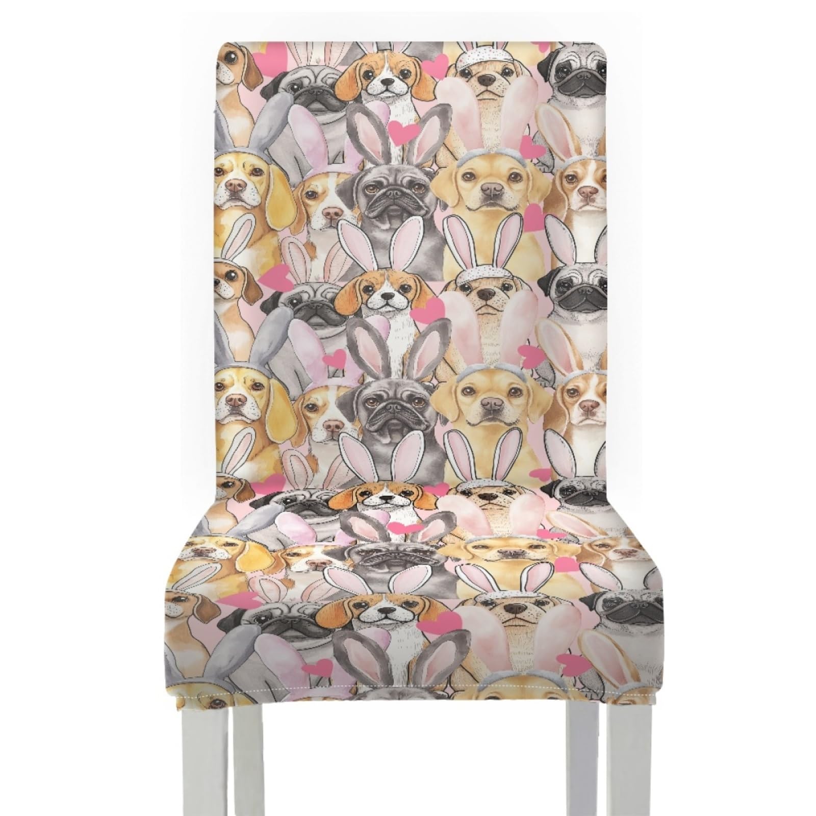 Coprisedie con Schienale 6 Pezzi Cane Grigio Rosa Copri Sedia da Cucina | Durabile Copri Sedie Elasticizzati Spandex Lavabile Rimovibile Universale Coprisedie Soggiorno Ufficio Hotel Ristorante Décor