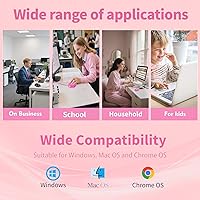 Vista 4 de SOONGO - Mini mouse rosa para computadora, mouse ergonómico con cable de 4.9 ft, mouse USB para computadora portátil, mouse de escritorio