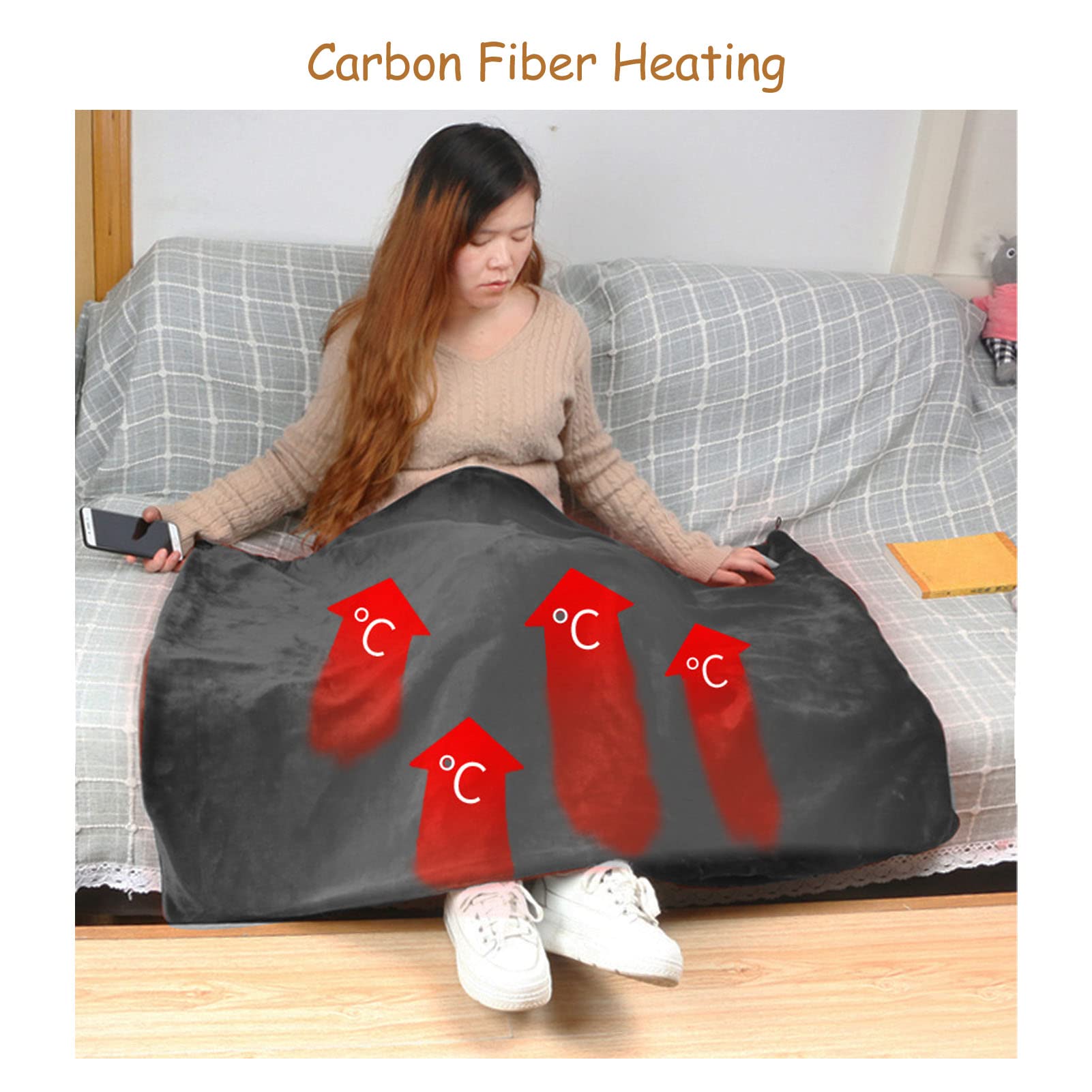 Scialle Riscaldante Elettrico Indossabile 3 Marce Controllo della Temperatura e Temporizzazione Mantello Riscaldato Tramite USB Coperta per Anziani Coperta Indossabile Riscaldata in Velluto di