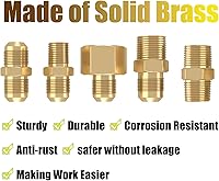 Vista 5 de Extensión de manguera de propano trenzada de alta presión mejorada de 6 pies con acoplamiento de conversión de abocinado de 3/8" a NPT hembra