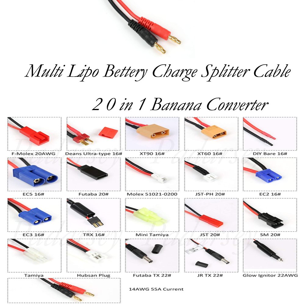 Detailed view of the 20 different connector types on the Padarsey multi-charger adapter.