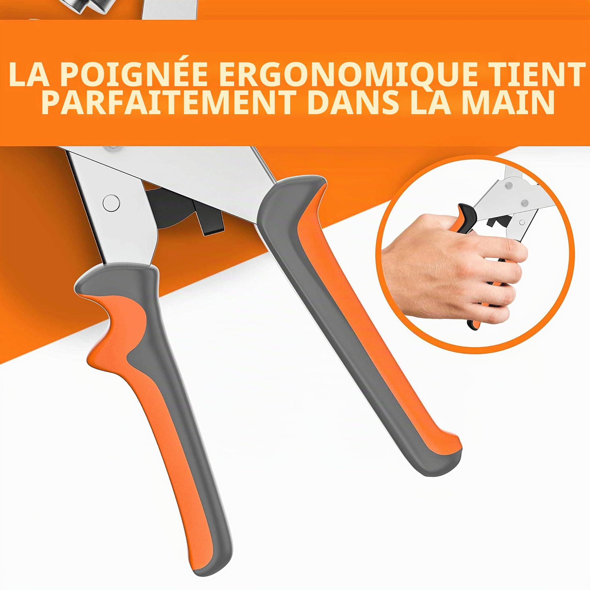 Pince à Oeillets pour Bâches et Tissus - Pince à Oeillets Professionnelle avec 300 Oeillets (Ø 10mm), Poinçonneuse à Oeillets Magnétique en Acier au Carbone pour Parfaits, Argentée