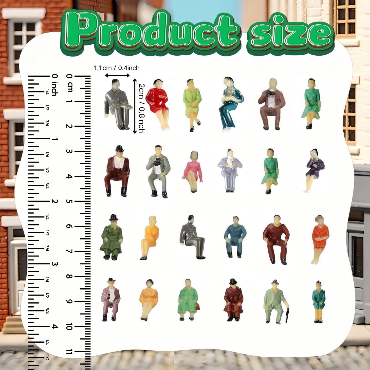 VICDUEKG 50 Pcs 1:87 HO Scale Mini People Figurines Sitting Tiny People Model Painted Plastic Trains Architectural Project Figures for Miniature Scenes Minihouse