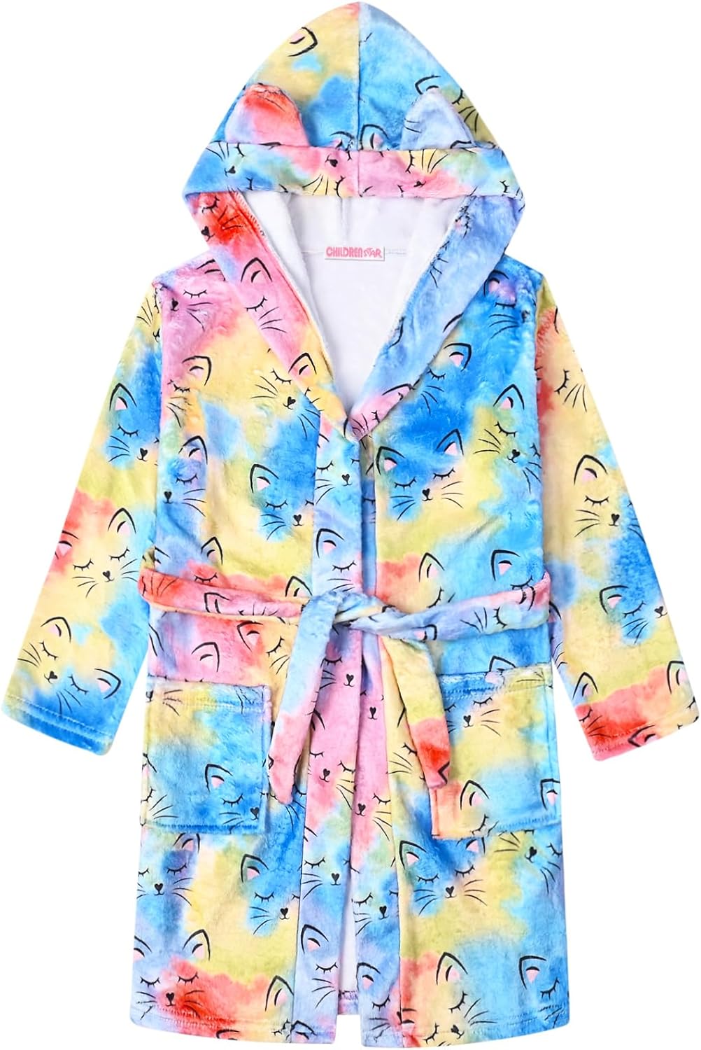 CHILDRENSTAR Girls Robe Kids Cat Bathrobes Plush Soft Fleece Pajamas Sleepwear