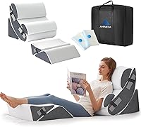 Ahpmeoa 6PCS Orthopedic Wedge Pillow Set for Post-Surgery Recovery, Acid Reflux GERD Relief, Anti-Snoring Memory Foam Backrest (White)