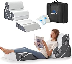 6-Piece Wedge Pillow Set for After Surgery, Orthopedic Bed Wedge Pillow for Headboard, Memory Foam Back Pillow for Bed Sitting Up, Sit Up Pillow for Acid Reflux Relief, GERD, Anti Snoring