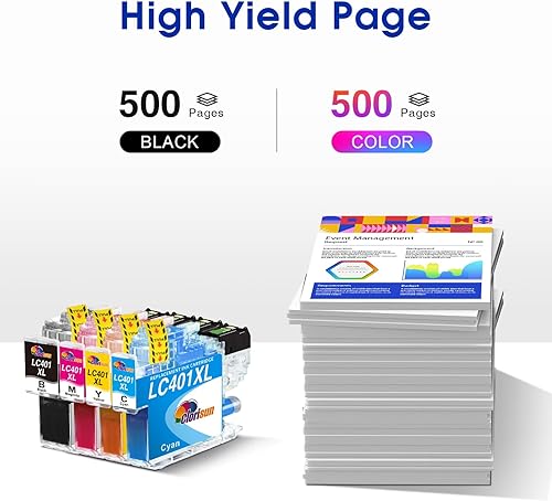 Miniatura 3 de LC401XL - Cartuchos de tinta para impresora Brother LC401 LC401XL, funcionan con cartuchos de tinta Brother MFCJ1010DW MFC-J1010DW MFC-J1170DW