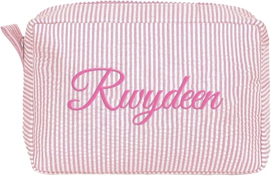 Personalized Makeup Bag Monogram Makeup Bag Toiletry Bag Large Capacity Cotton Cosmetic Bag for Women Travel Graduation Wedding Bridesmaid Gifts