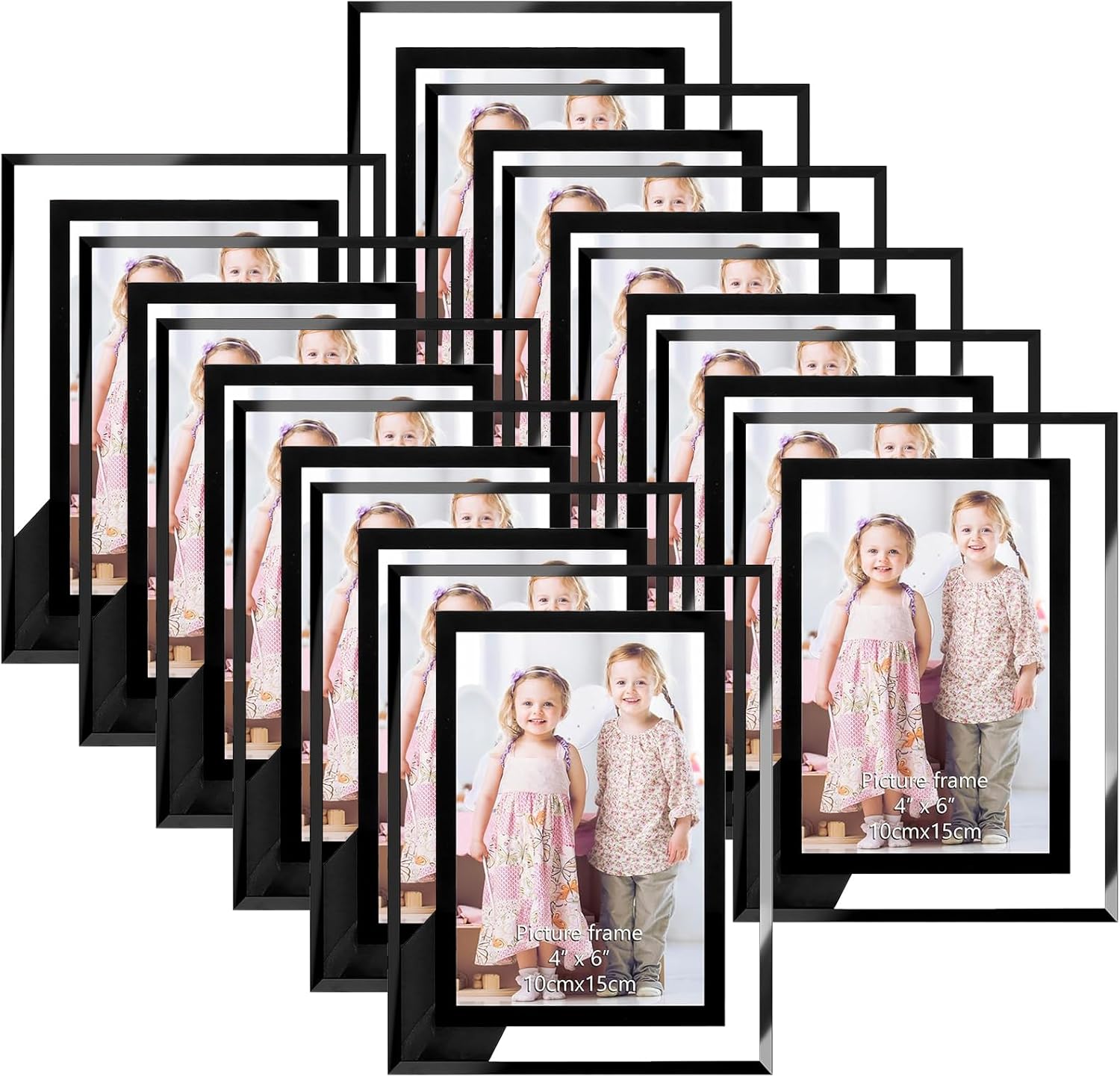 8.5 by 11 Picture Frame Bulk Black Clear, 12 Pack 8.5 x 11 Glass Document Frame for Award Certificate or Degree Diploma, Only for Tabletop Horizontal or Vertical
