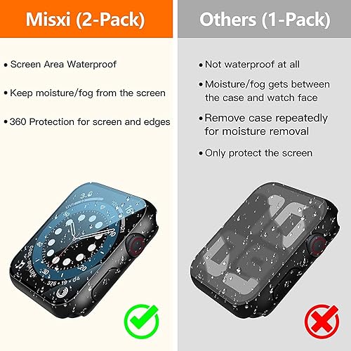 Miniatura 2 de Misxi Paquete de 2 - Funda impermeable con botón para Apple Watch Series 6, SE, Series 5, Series 4 de 44 mm, funda protectora anticaídas de
