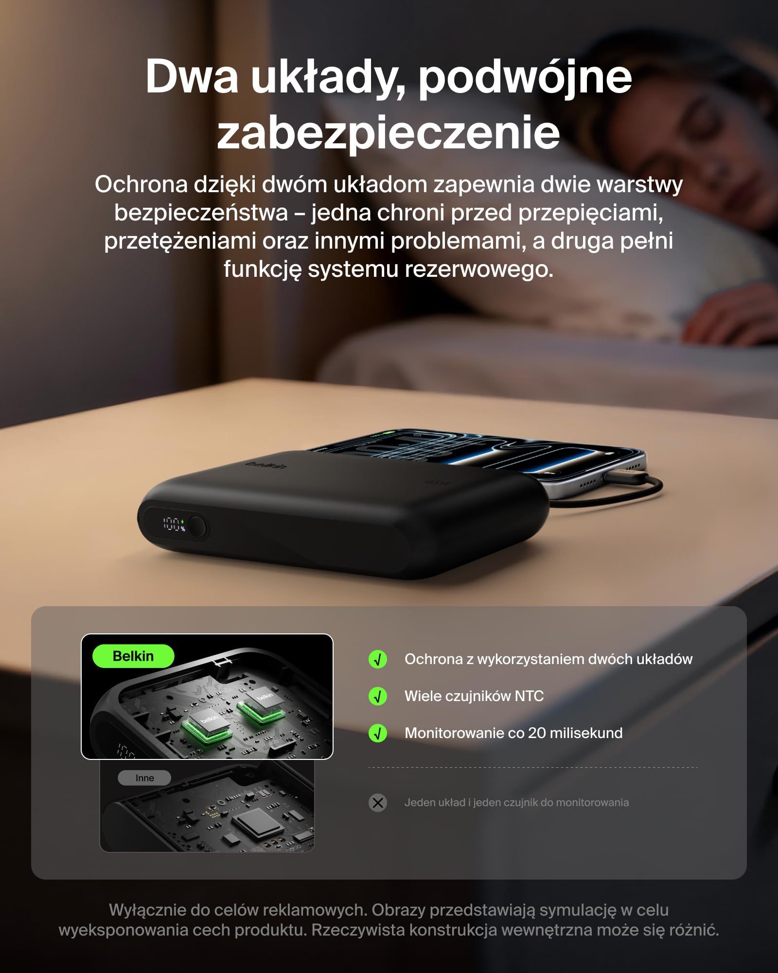 Belkin UltraCharge Powerbank 20 000 mAh, Kabel USB-C, Wyświetlacz – Czarny | Powerbank 20 000 mAh, Ładowanie 3 Urządzeń (1 Port USB-C, 1 Port USB-A, Kabel USB-C), 45 W, Wstępnie Naładowany, Wyświetlacz