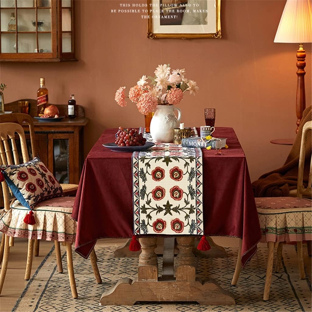 Wool Embroidered Table Runner Wedding Coffee Table Cloth American TV Cabinet Cover Cloth (Color : A, Size : 35 * 205cm)