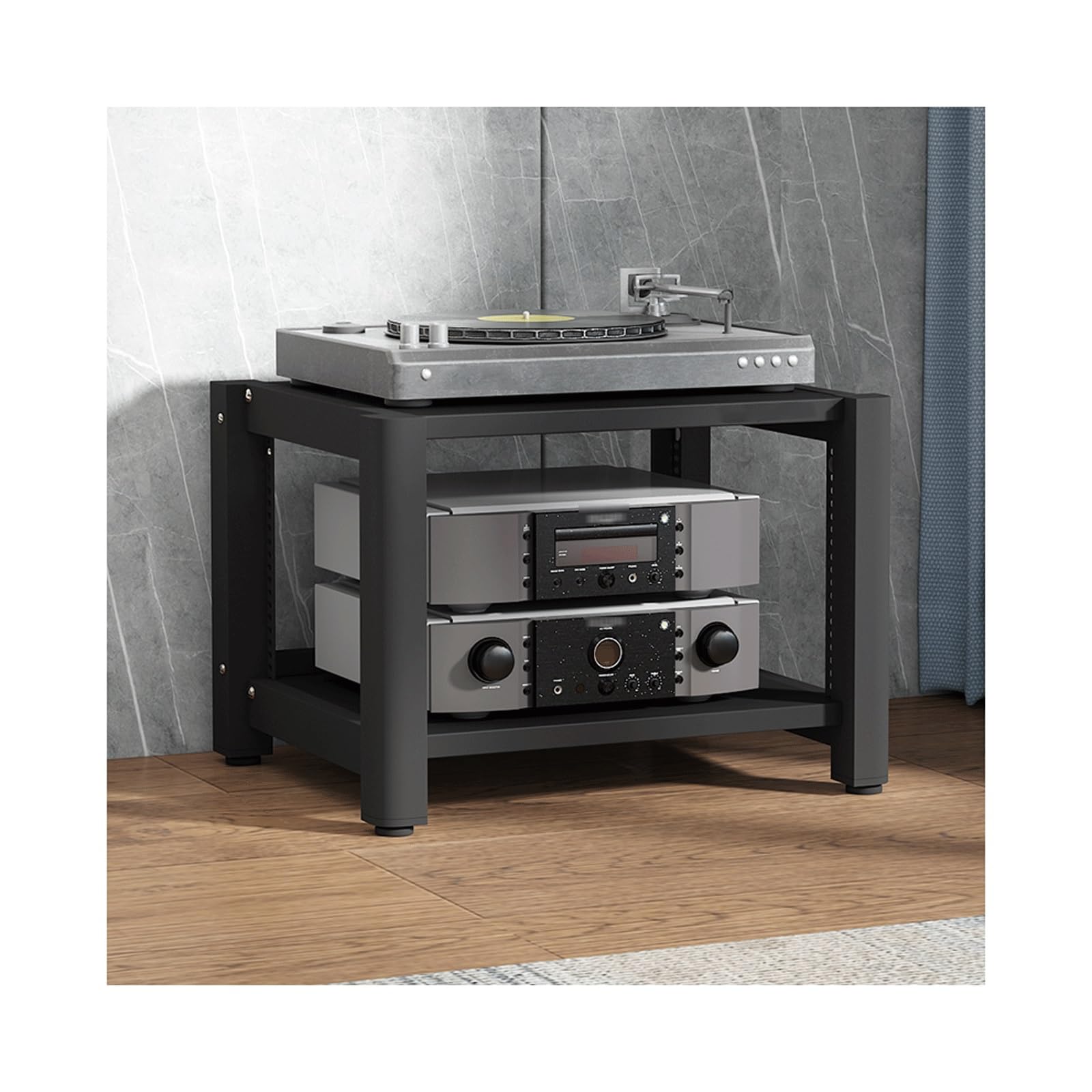 Support pour enceinte haute fidélité en bois double couche noir